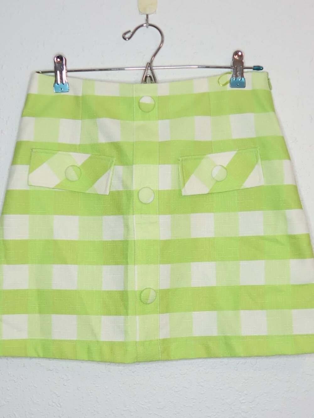 Urban Revivo Green White Checkered Mini Skirt